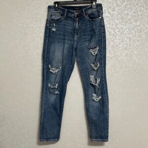 Judy Blue Destroyed Jeans Boyfriend Distressed Denim Medium Wash High Rise‎ 9/29